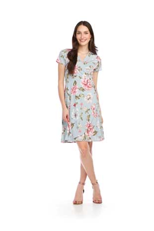 PD-16661 - FLORAL STRETCH WRAP LOOK DRESS - Colors: AS SHOWN - Available Sizes:XS-XXL - Catalog Page:20 